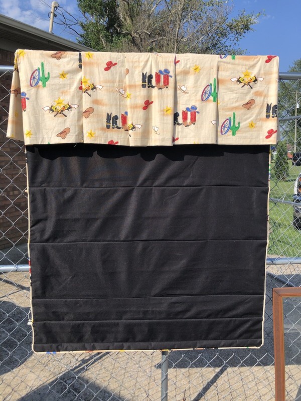 VTG Western Print Custom Made Window Valance Cornice  & Connected Blind