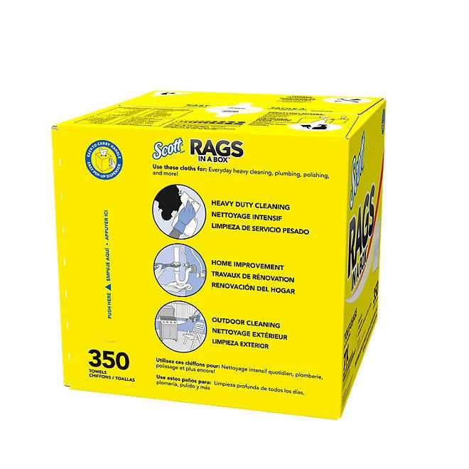 4 包 - Scott Rags 盒装,白色,多功能 350 张/盒 — 第 2/4 张图片