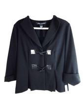 Chloe Madison Women's Nwt Size 8 Blazer Jacket 3/4 Sleeve Black Work Stretch