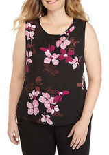 NEW NINE WEST BLACK PINK FLORAL  CAREER BLOUSE SIZE M SIZE L SIZE  XL
