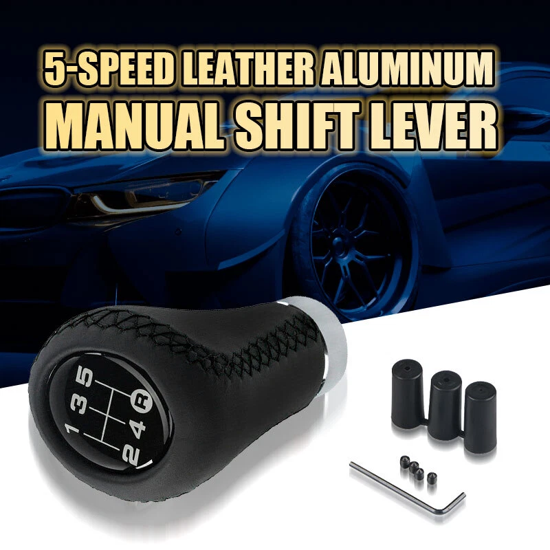 5 Speed Black Car Manual Shift Knob Gear Stick Shifter Lever Leather Universal - Image 2 of 4