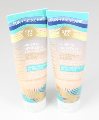 2 x Pacifica Mineral BRONZING Face Shade Coconut Glow 1.7 Fl Oz