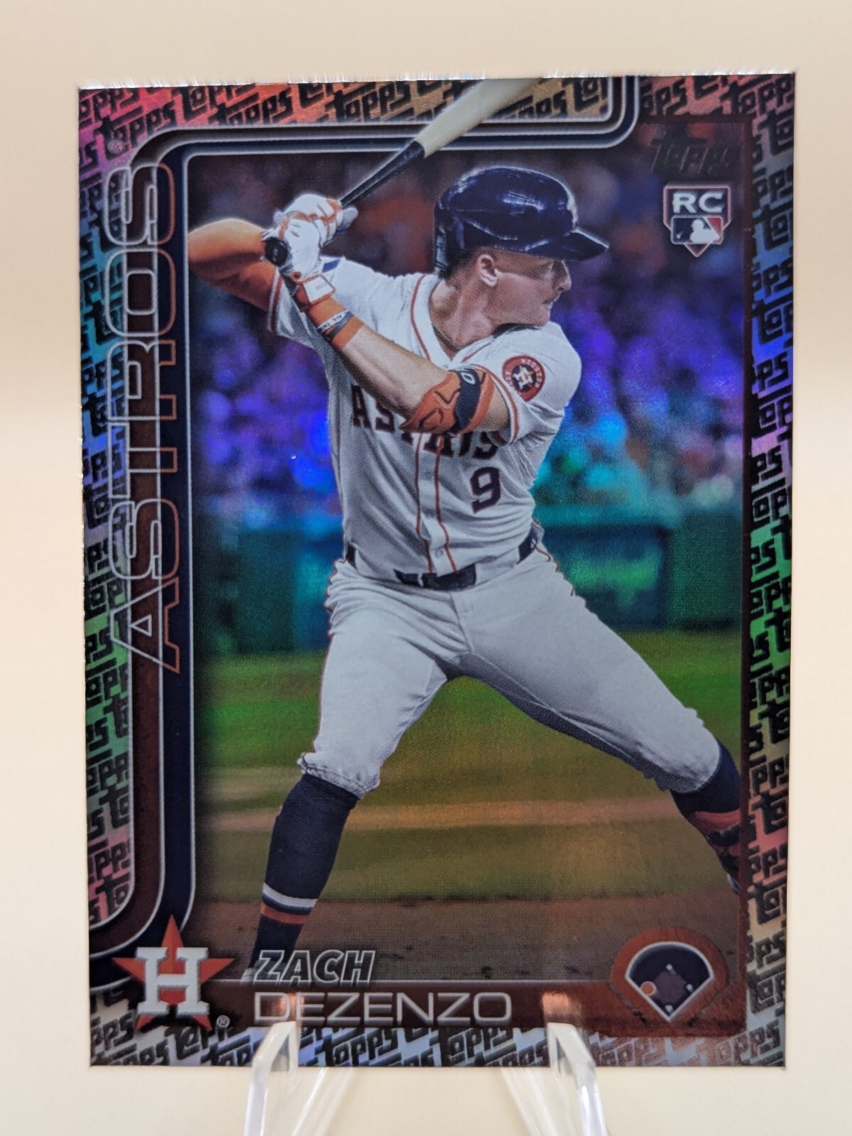 2025 Topps Series 1 Zach Dezenzo Topps Foil Pattern baseball card #89 Astros RC