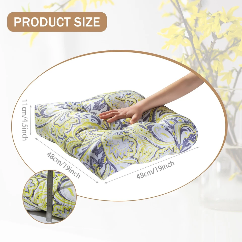 Cojín acolchado para patio asiento acolchado estampado cojín para silla de exterior amarillo cachemir floral paquete de 2 Foto 4 de 4