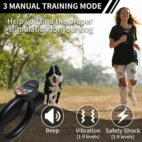 Electronic Training Collar with Nylon Leash for Large Dogs, 3300Ft Stop ...