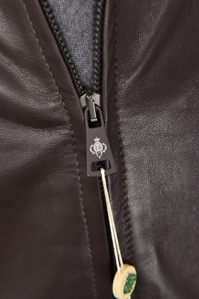 NWT LUIGI BORRELLI Vintage Brown Leather Coat Jacket 42 (EU 52) Slim Fits 50 / M - Image 3 of 4