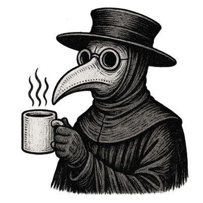 18X18 Car Sticker Plague Doctor with Coffee Sticker Clear