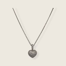 Sterling Silver Cubic Zirconia Women  s 3D Heart Pendant w/ Adjustable Chain 18  
