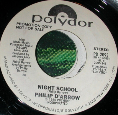Philip Darrow - Night School 1980 7'', Promo Polydor PD 2093 Very Good Plus (VG+)