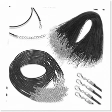 500 Pieces Black Waxed Necklace Cord Bulk - 1.5mm Premium Quality Cotton Cord wi