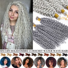 SILVER GRAY Deep Wave Bulk Hair Bundle Braids Ocean Wave Crochet Extensions Long
