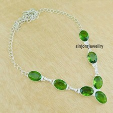 Peridot Gemstone 925 Sterling Silver handmade Gift Necklace 18"