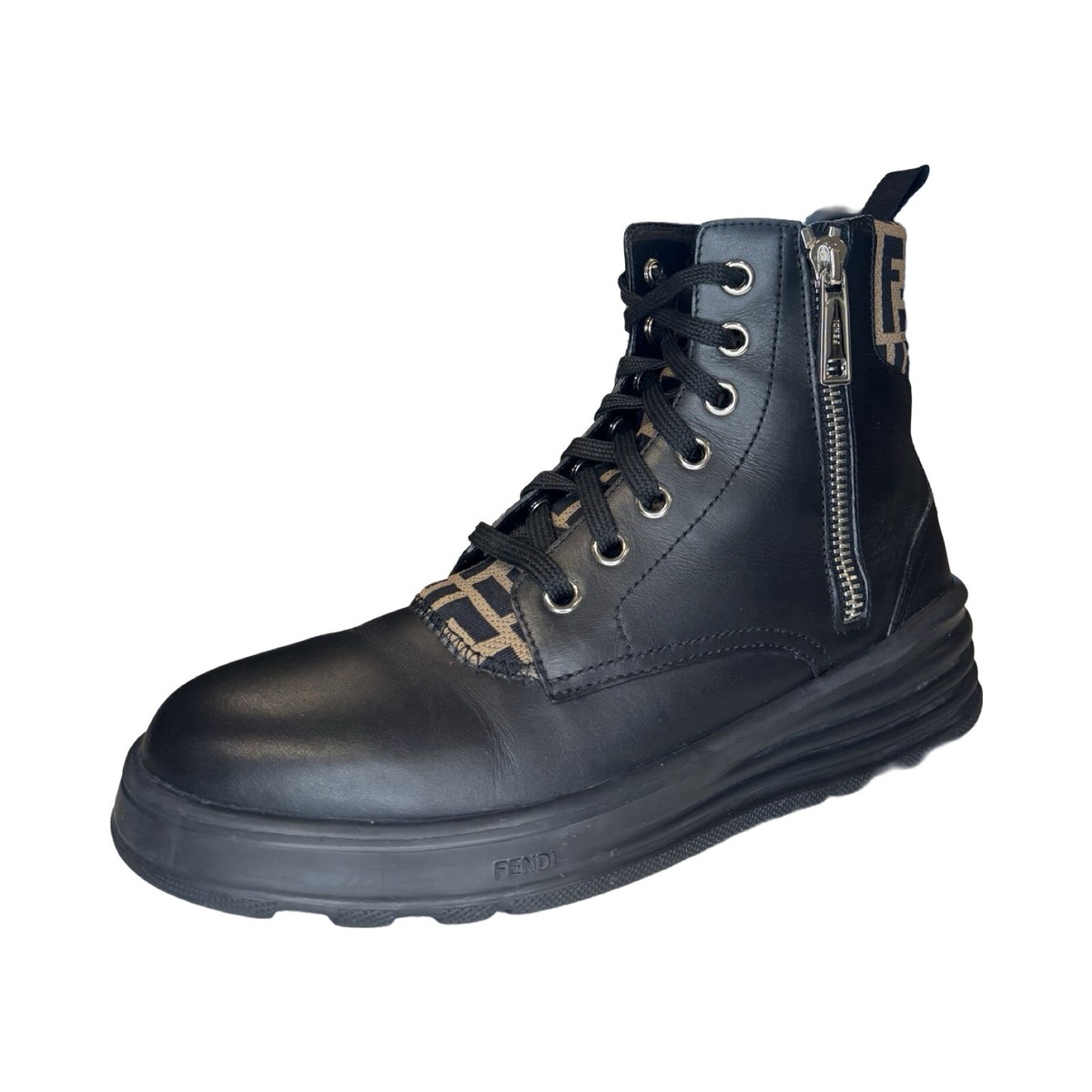 FENDI “FF” MOTO HIGH-TOP BOOT MENS SIZE UK 8 (US 9) | eBay