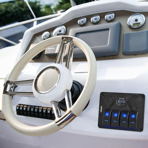 4 Gang LED Light Rocker Toggle Switch Panel w/ USB Charger Voltmeter ON/Off 12V - Picture 6 of 7