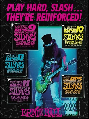 Guns N' Roses Slash 1993 Ernie Ball Slinky Guitar Strings advertisement ad print