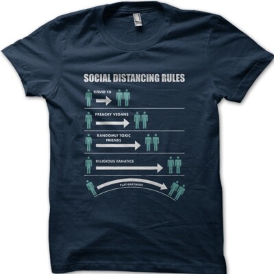 Social Distancing Rules funny corona flat earth t-shirt 9050