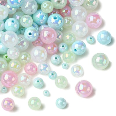 320Pcs Round Acrylic Spacer Beads UV Plating Beads for Jewelry Making Bracelets