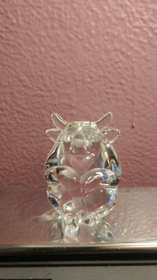 Signed Steuben Crystal Bull Hand Cooler Art Glass Paperweight Figurine NR SJS