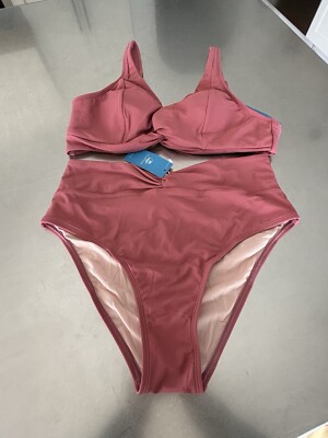 NWTCupshe Women s Twist Front Bikini Top Size M High Waist Bottom Size L Coverup