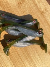 4” Baby Bass Color Swim Bait Hand Poured Soft Plastic With Hook Slot, Total Of 6