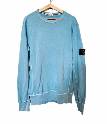 Stone Island Sweater Größe M Blau Rundhals Langarm Logo-Patch Baumwolle