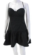 Lovers + Friends Womens Fit & Flare Mini Dress Black Sleeveless Zip Size L