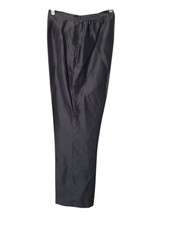 Vintage 90s Black Silk High Rise Baggy Trouser Pants Large Zip Pockets