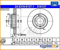2 St. Bremsscheibe Powerdisc Ate 24.0318-0137.1 FüR Skoda Vw