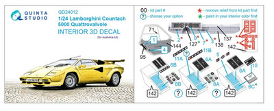 Quinta Studio 1/24 Lamborghini Countach 5000QV 3D Interior Colored Decal Aoshima