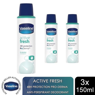Vaseline ProDerma Antitranspirant Deodorant, Active Fresh, 3er Pack, 150ml