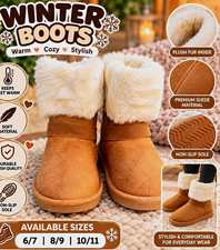Women  s Winter Ankle Bootie Suede Faux Fur Lined Slip-On Non-Slip 6/7,8/9,10