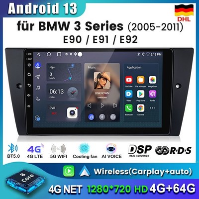 Android 13 Autoradio für BMW 3er E90 E91 E92 E93 CarPlay 4+64GB GPS NAVI BT Wifi