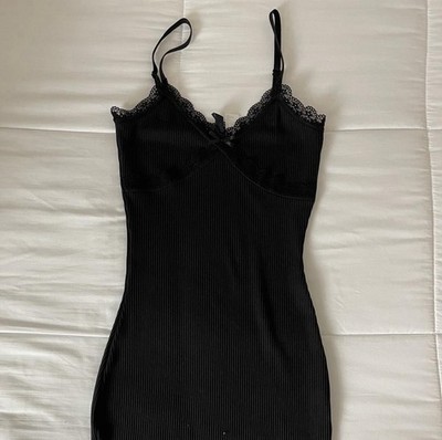 H&M DIVIDED ribbed dress black XS
