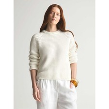 J- Crew - Fisherman crewneck sweater in cotton-cashmere - Size Small - Cream