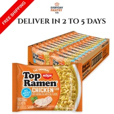 Nissin Top Ramen Noodle Soup, Chicken Flavor, (Pack of 24)