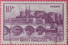 French Stamp / Timbre France Oblitéré 10f ANGERS 1941 N° 500