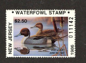 NEW JERSEY STATE DUCK  -  SCOTT #3  -   MINT NEVER HINGED   -   SCV: $15.00
