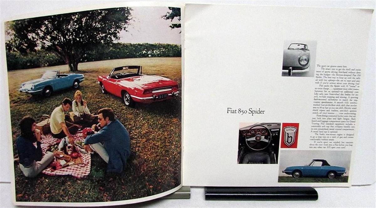 1968 Fiat 850 Dealer Sales Brochure Spider Coupe 2 Door Sedan