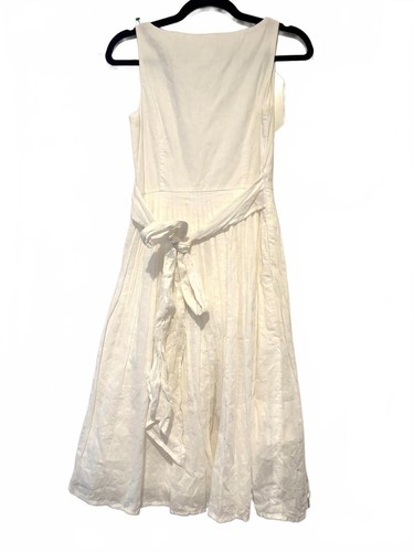 J Crew sz 2 white cotton prairie minimalist stank pleated dress fit n flare 3212