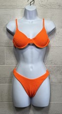 Womens Size Small Ribbed High Cut Thong 2 Piece Bikini Swimsuit