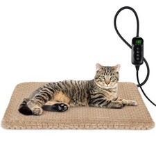 Heated Cat Bed, Waterproof Adjustable Temperature Dog Cat Heating Pad with Ti...