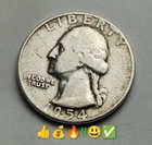 1954 D Quarter 90% Silver 25 Cents Denver Mint USA 25¢ CIRCULATED Actual Coin