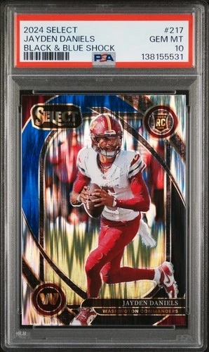 2024 PANINI SELECT BLACK & BLUE SHOCK #217 JAYDEN DANIELS ROOKIE RC PSA 10
