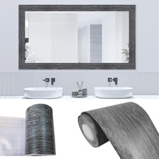 STAMINATE 32.8 Feet Peel and Stick Dark Gray Wood Grain 10M 2" x 397",
