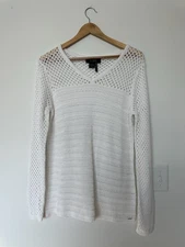 FDJ French Dressing Jeans Womens XS Crochet White Lightweight Sweater