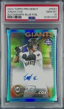 2024 Topps Pro Debut Blue Foil /150 Jonah Cox #PD-61 PSA 10 GEM MT Auto 8d2