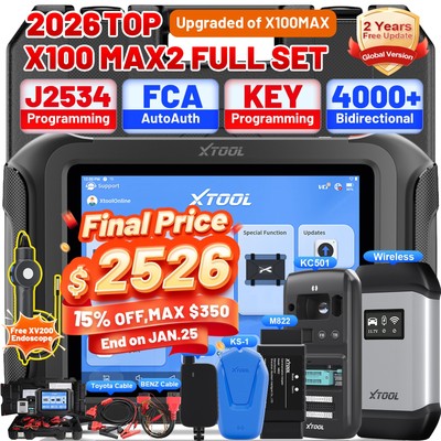 XTOOL X100MAX2 All Key Lost Full Set & J2534 Programming Car Diagnostic Scanner