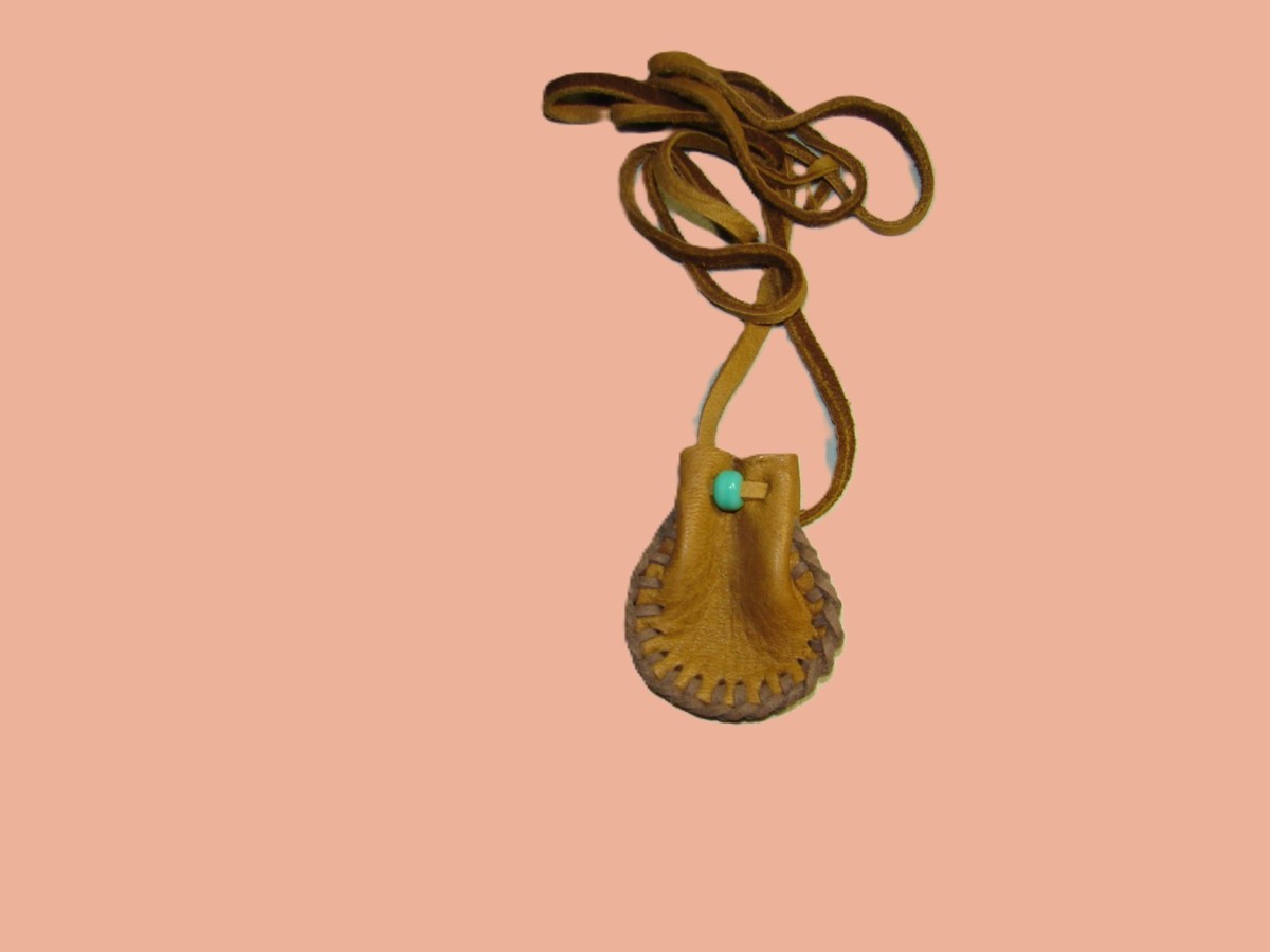 Native American Deerskin Leather Medicine Bag, Traditional