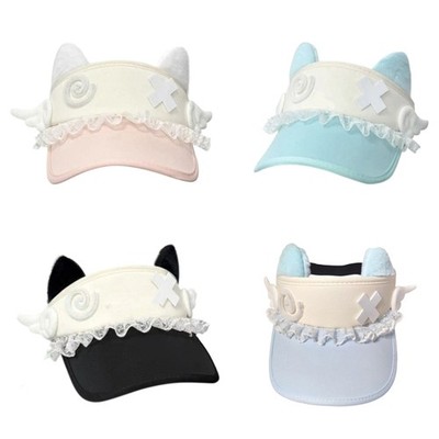 Angel Wing Baseball Cap Sun Visors Sun Hat Fashion Hat Lace Kitten Ear and Patch