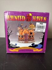 Haunted Haven lighted Porcelain Pumpkin House